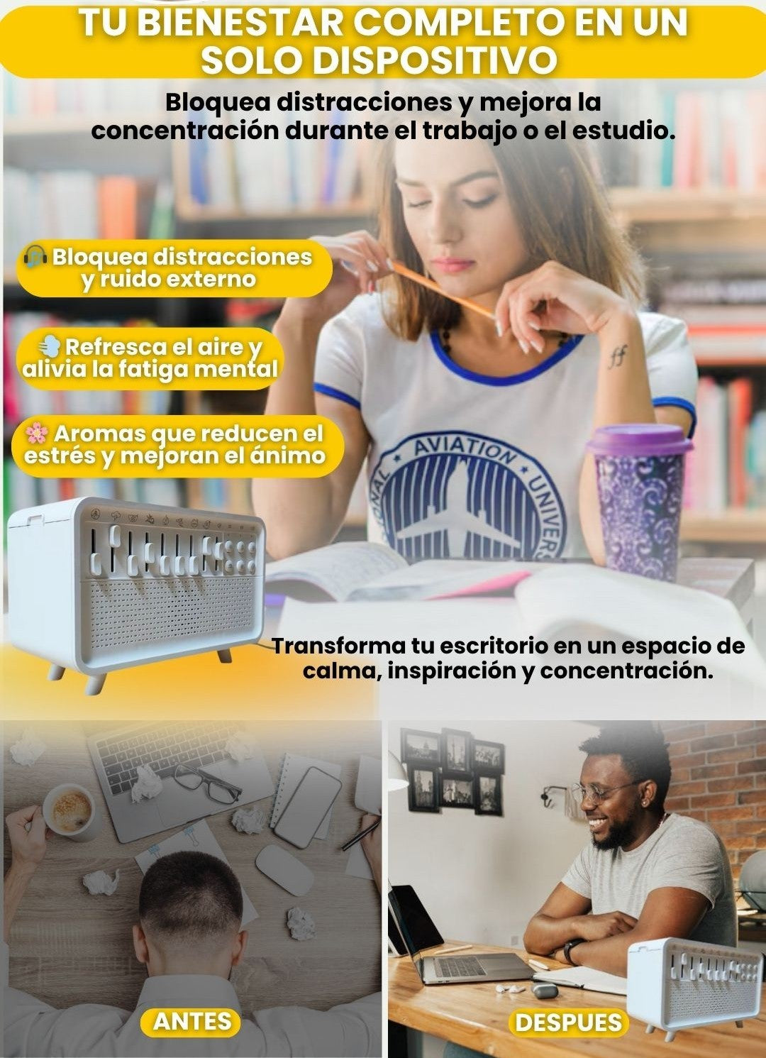 HUMIFICADOR CON RUIDO BLANCO+ESENCIA