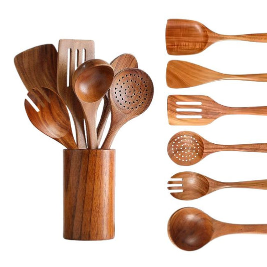 Set de Utensilios de Cocina en Madera